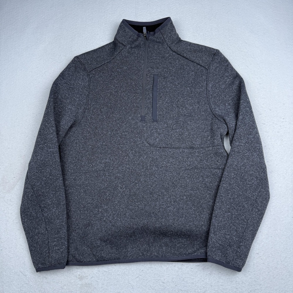 FIGS Pullover Mens Medium Gray 1/4 Zip Long Sleeve Fleece Mock Neck Stretch